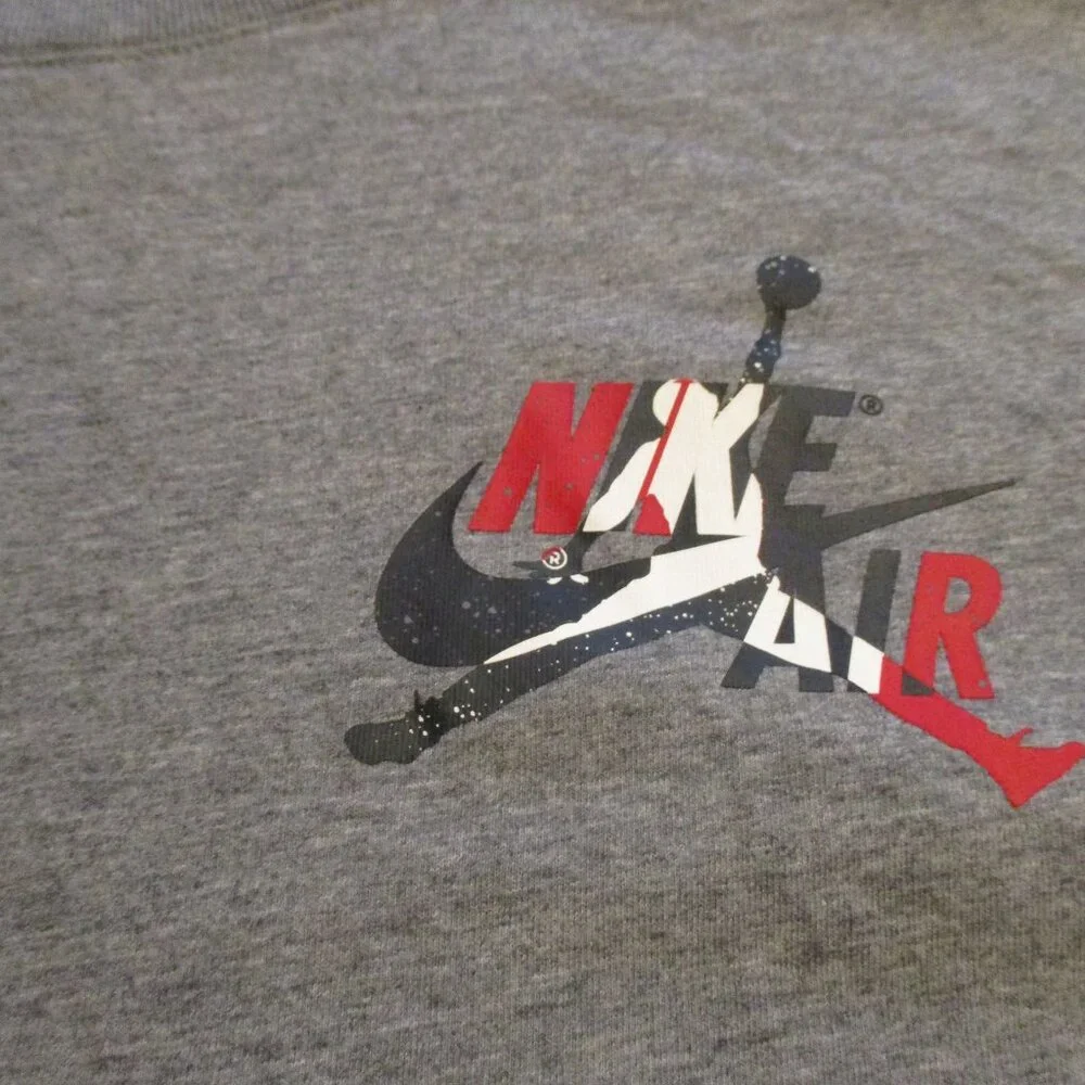 Jordan Shirt Men X Large Gray Red White Black Jumping Airman Long Sleeve Shirt